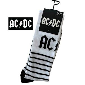 AC/DC Crew Socks Fun Novelty Classic Rock Black White Adult Unisex One Size 7-12
